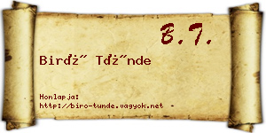 Biró Tünde névjegykártya